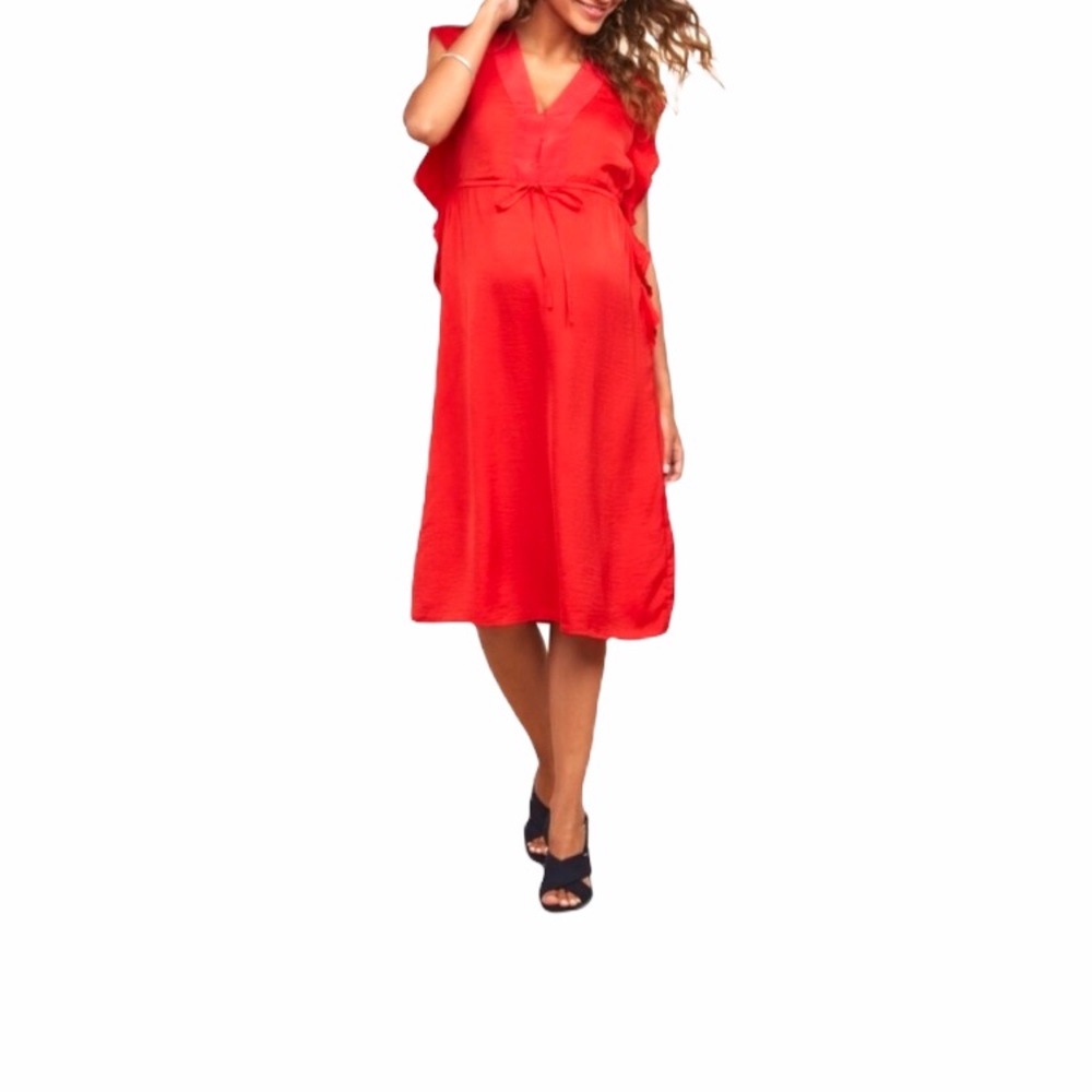 NWT🎉HP MOTHERHOOD MATERNITY FLUTTER RED DRESS